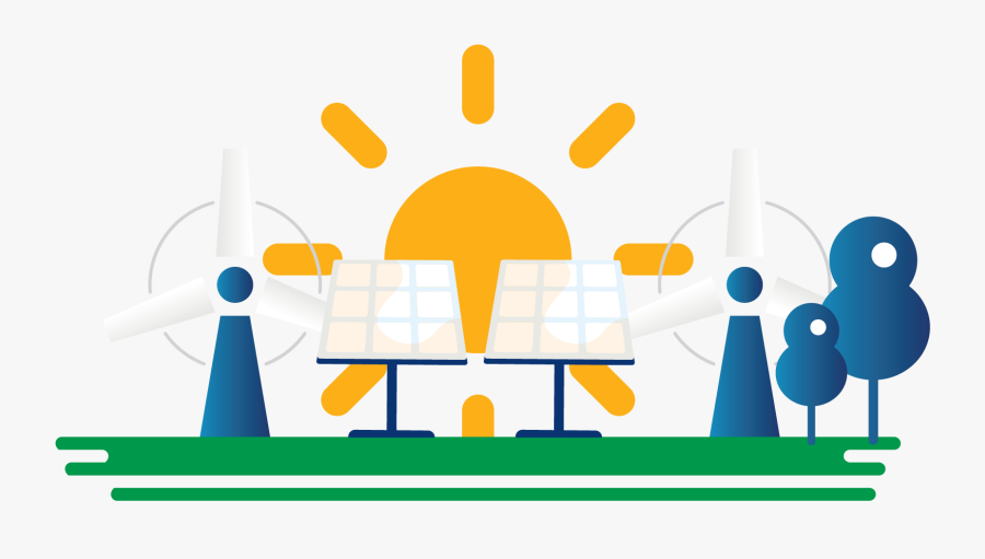 Solar Panels Wind Turbine Illustration, Transparent Clipart
