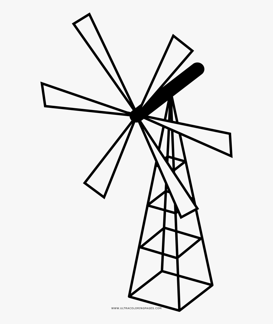 Windmill Coloring Page, Transparent Clipart