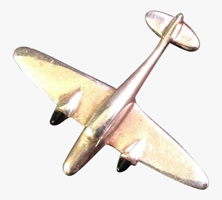 Vintage Sterling Silver And Onyx Airplane Pin Clipart - Model Aircraft, Transparent Clipart