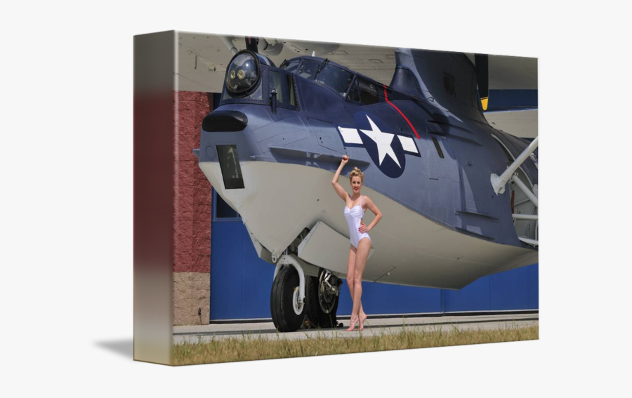 Clip Art Retro Posing With A - Pby Catalina Pin Up, Transparent Clipart