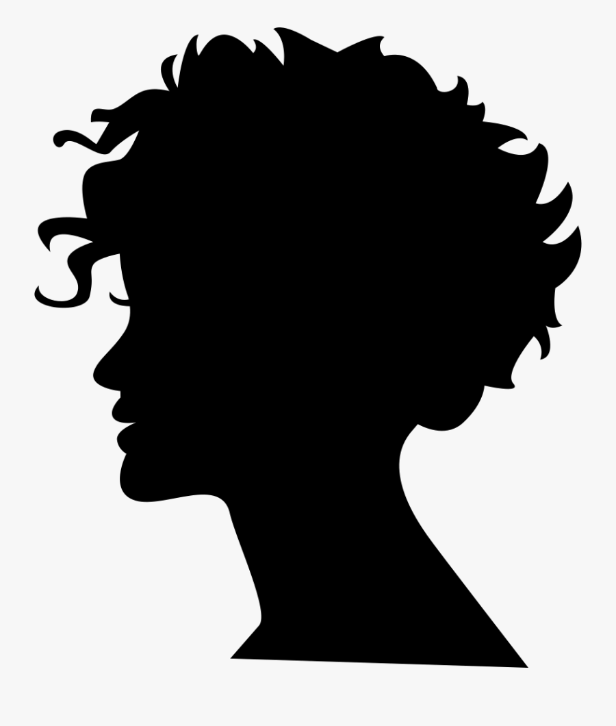 White Hair Clipart Short Hair - Short Hair Woman Silhouette, Transparent Clipart
