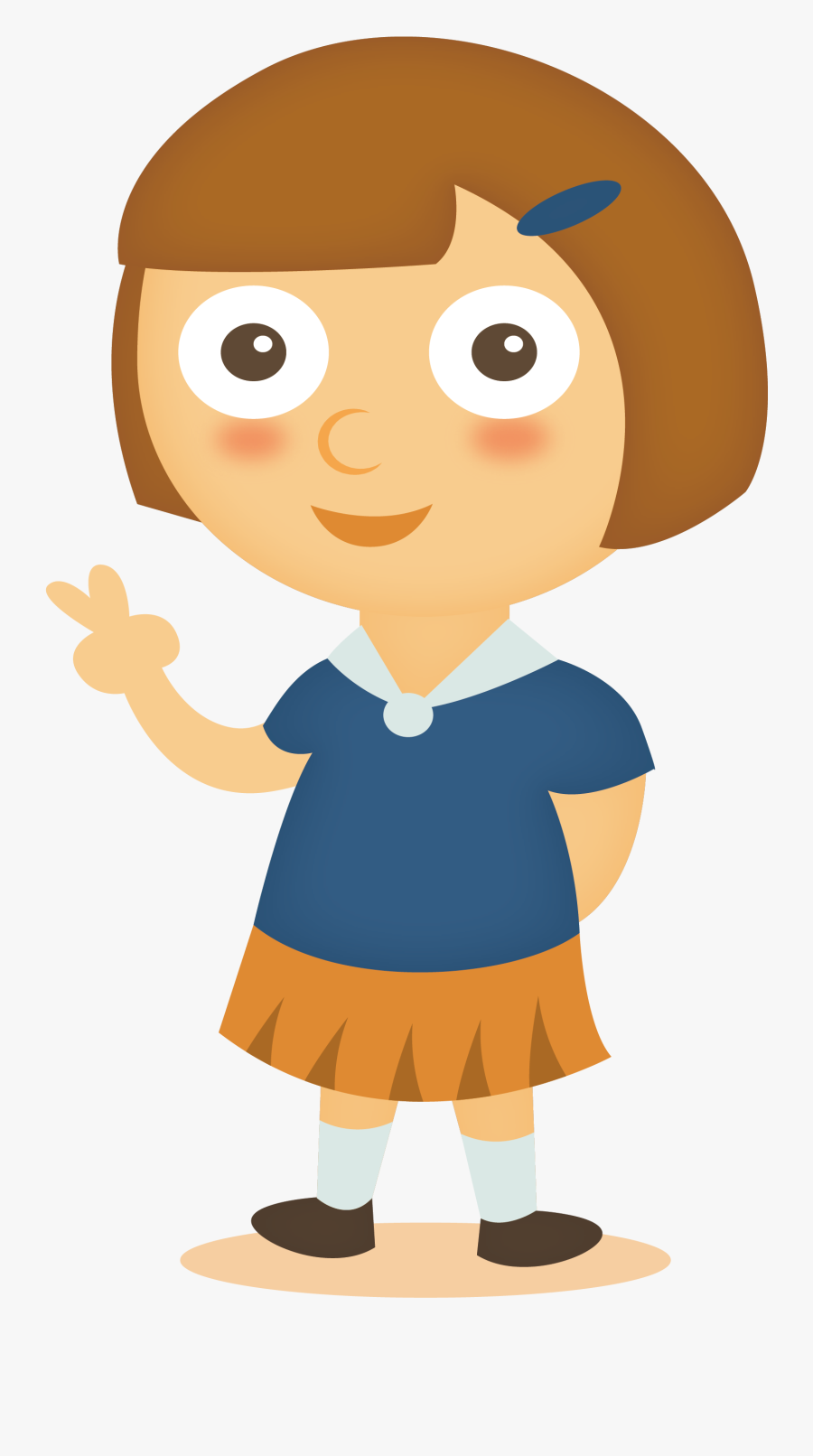 Short-haired Girl With Big Eyes - Short Hair Girl Cartoon, Transparent Clipart
