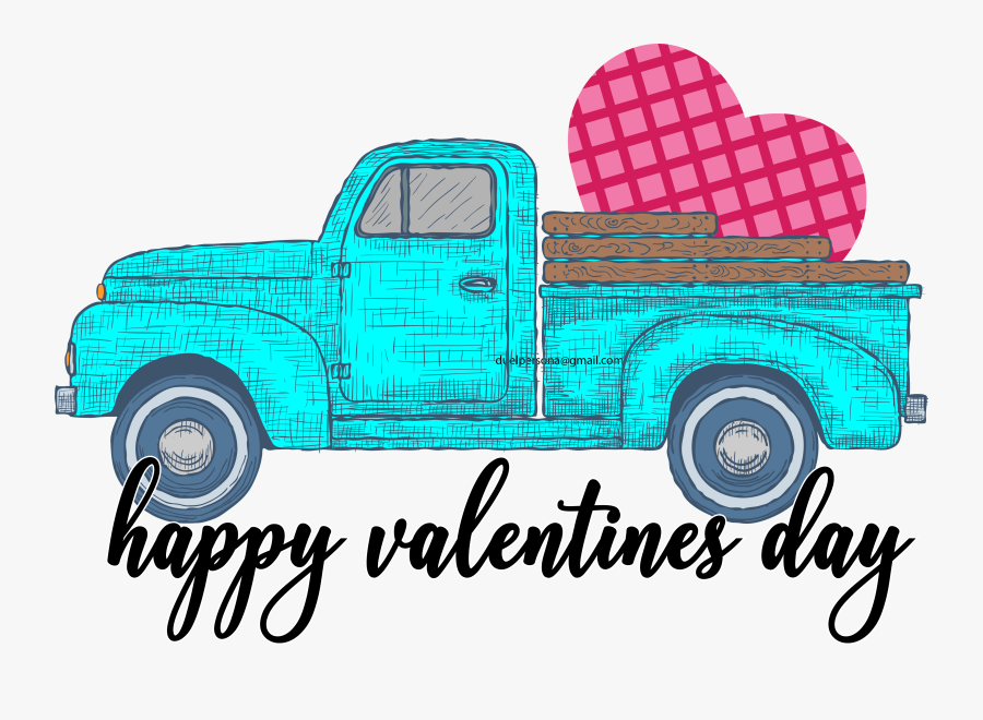 Valentine Clipart Truck - Happy Valentines Day Truck, Transparent Clipart