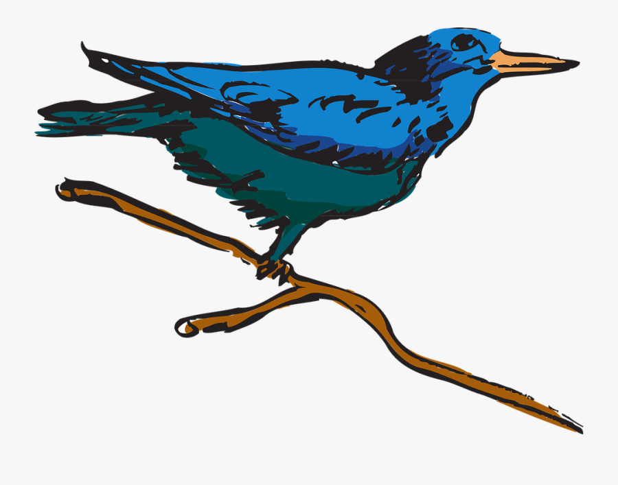 Blue, Bird, Wings, Feathers, Perched, Avian - Clipart Poet Png, Transparent Clipart
