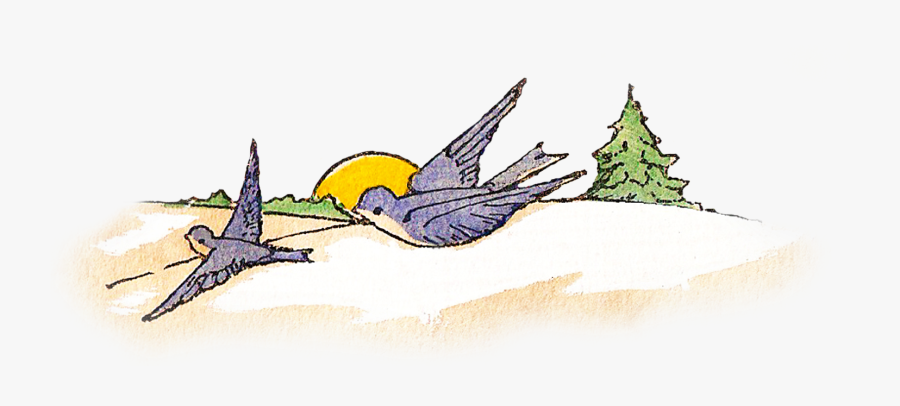 Vintage Blue Bird Clipart - Clipart Of Bird Flying From Tree, Transparent Clipart