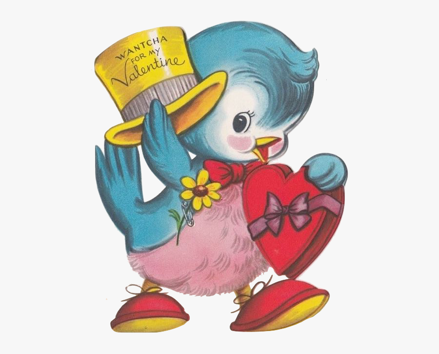 Vintage Blue Bird Valentine Adorable Bird With Top - Valentine's Day, Transparent Clipart