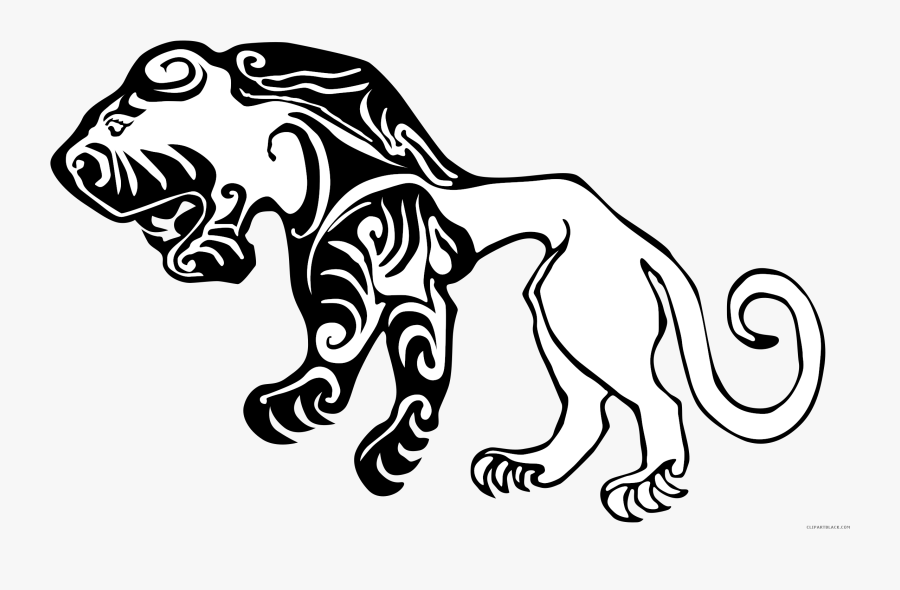Black And White Tiger Animal Free Black White Clipart - Pazyryk Tattoo, Transparent Clipart