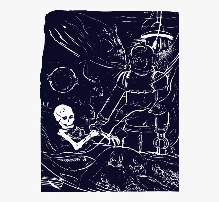 Visual Arts,art,printmaking - Underwater Skeleton Drawing, Transparent Clipart