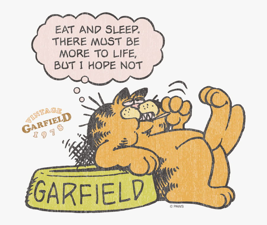 Garfield Eat And Sleep Men - Garfield Eat And Sleep, Transparent Clipart