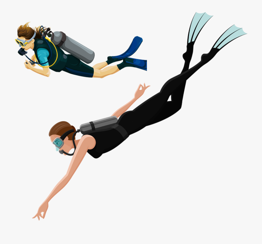 And Underwater For Men Diving Scuba Women Clipart - Diver Png, Transparent Clipart
