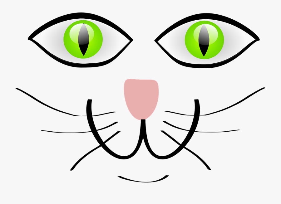 Cat, Green Eyes, Happy, Animal, Pet, Funny, Smiling - Cat Eyes Clip Art Black And White, Transparent Clipart