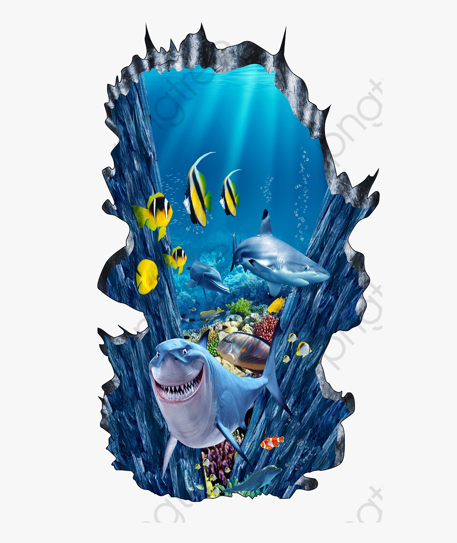 Ocean Clipart Underwater - Imagenes De Tiburones Saliendo Del Piso En 3d, Transparent Clipart