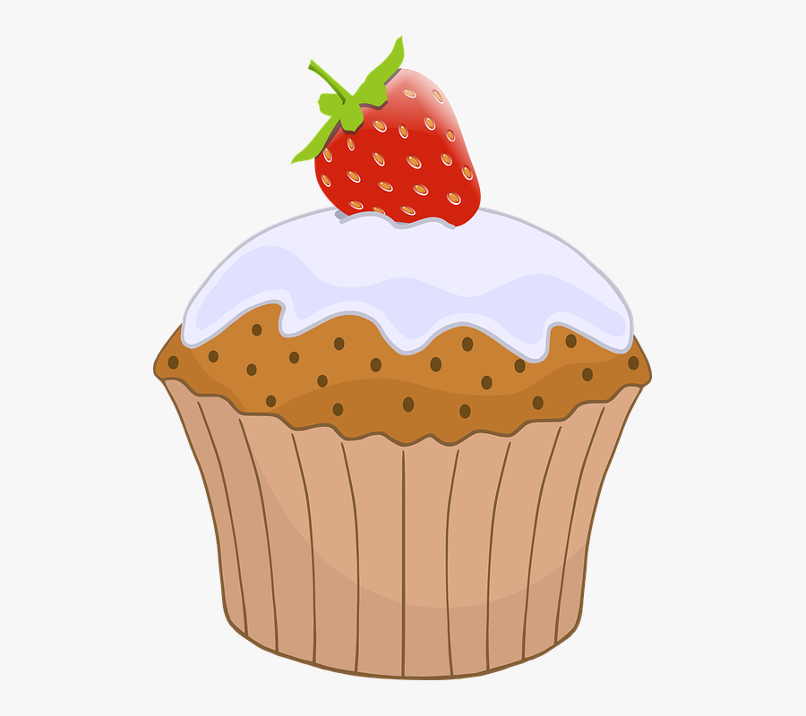 Muffin, Cupcake, Strawberry, Fraise, Icing, Delicious - Cupcake Clip Art, Transparent Clipart