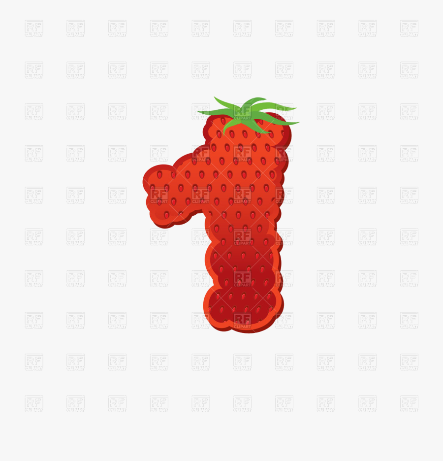 Number 1 Strawberry Vector Image Illustration Of Design - Number 1 Strawberry Design, Transparent Clipart