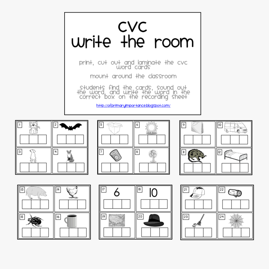 Transparent Kindergarten Clipart Black And White - Cvc Word Anchor Chart, Transparent Clipart