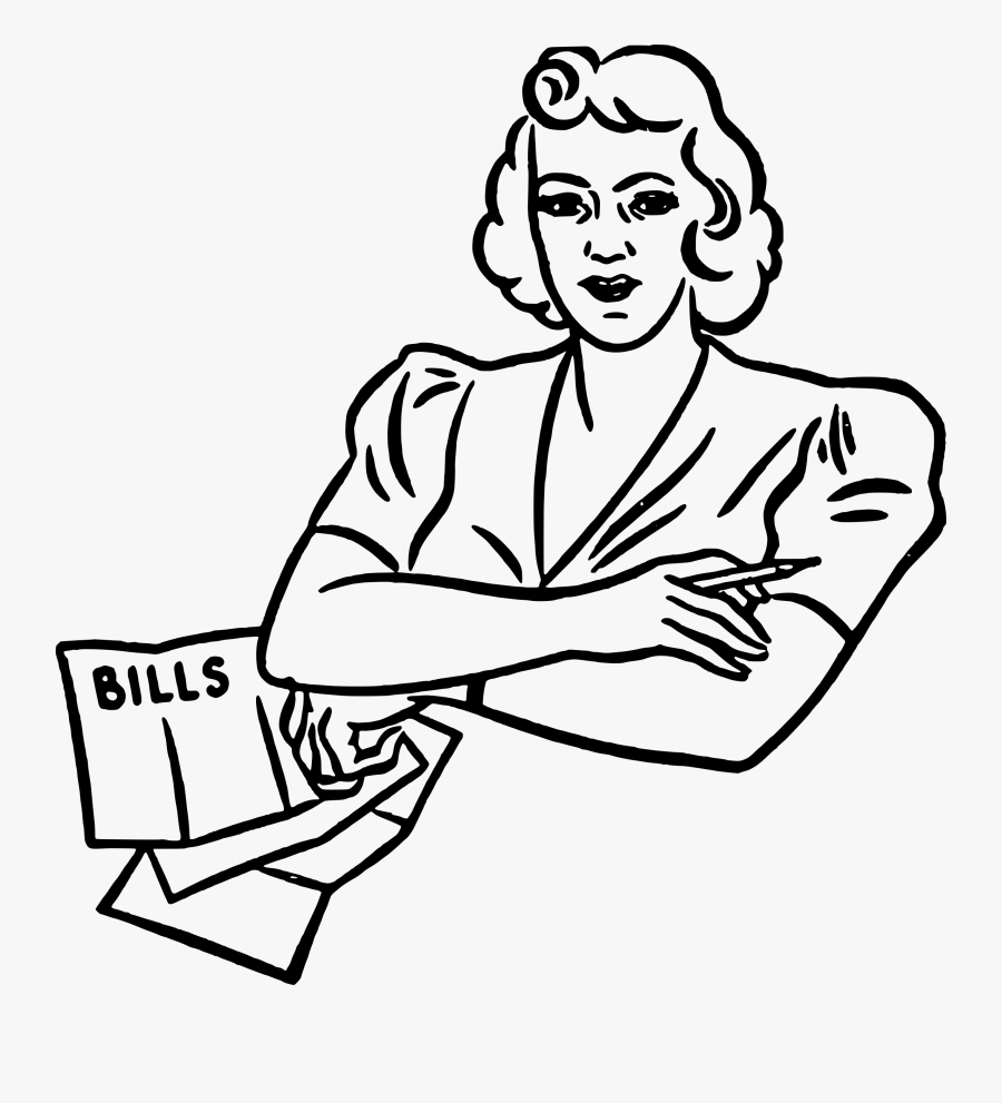 Clipart - Retro Bills Lady, Transparent Clipart