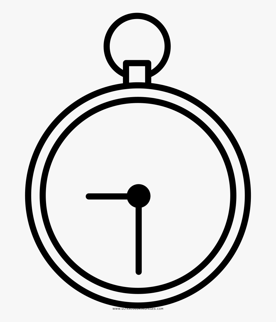 Stopwatch Coloring Page - Pocket Watch Coloring Page, Transparent Clipart