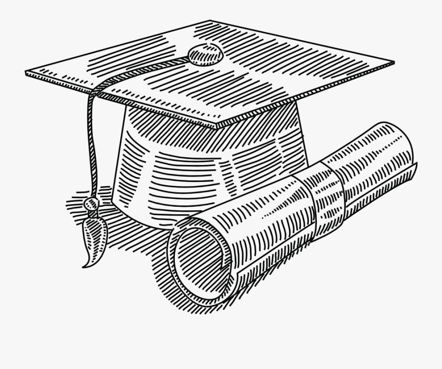 Transparent Graduation Cap And Diploma Clipart - Clip Art Black And White Scholarship, Transparent Clipart