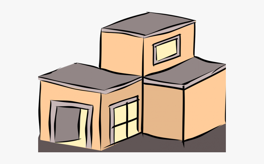 House Clipart With Flat Roof, Transparent Clipart