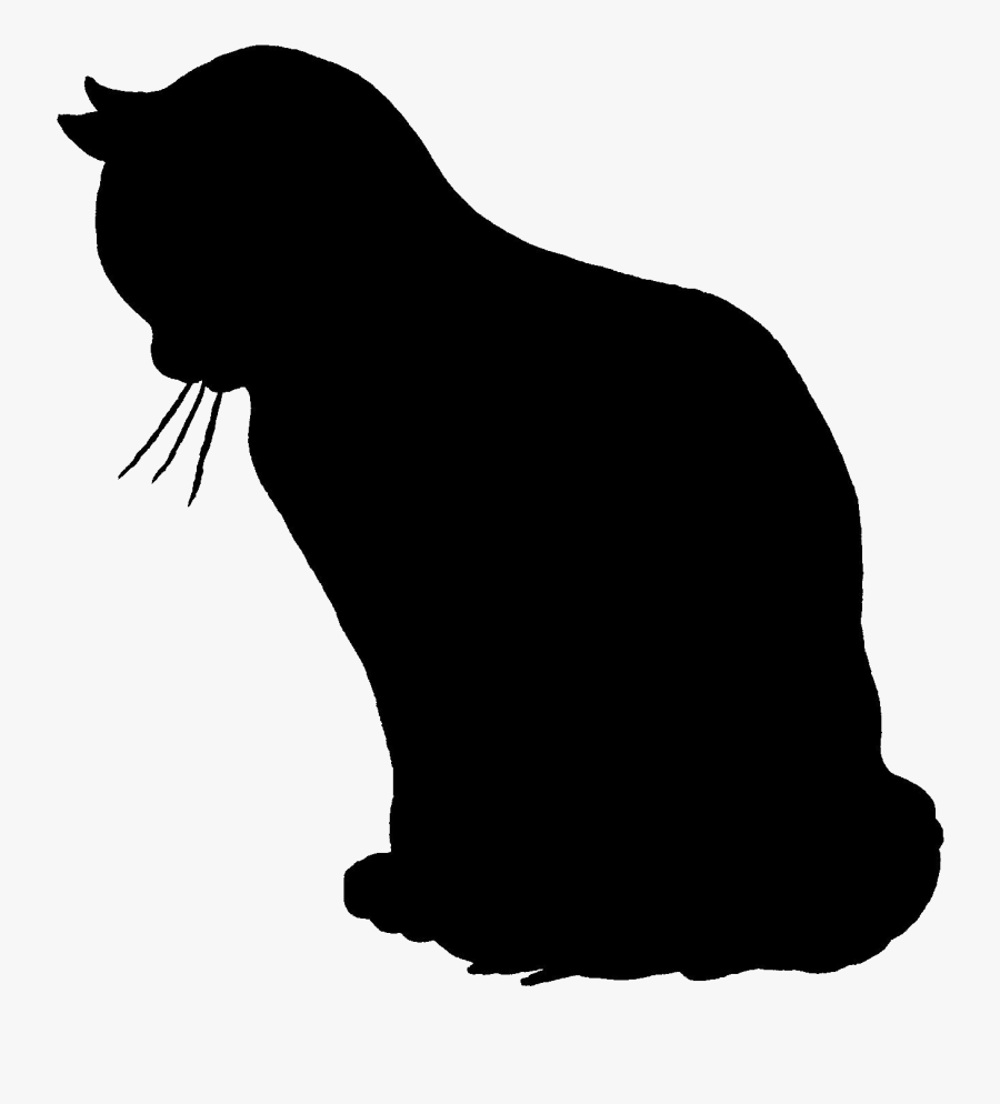 Cat Silhouette"s - Cat Looking Down Silhouette, Transparent Clipart