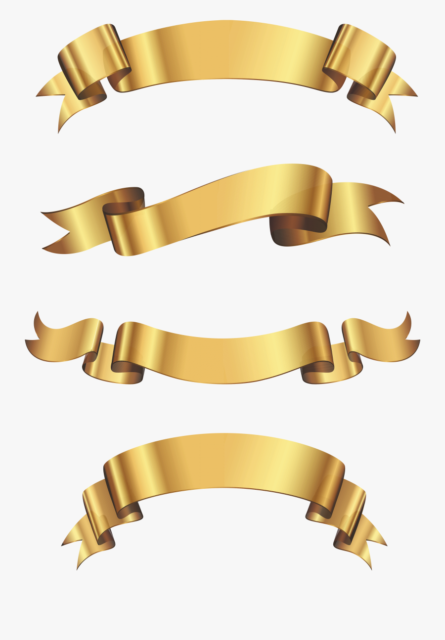 Certificate Banners Clipart - Gold Ribbon Vector Png, Transparent Clipart