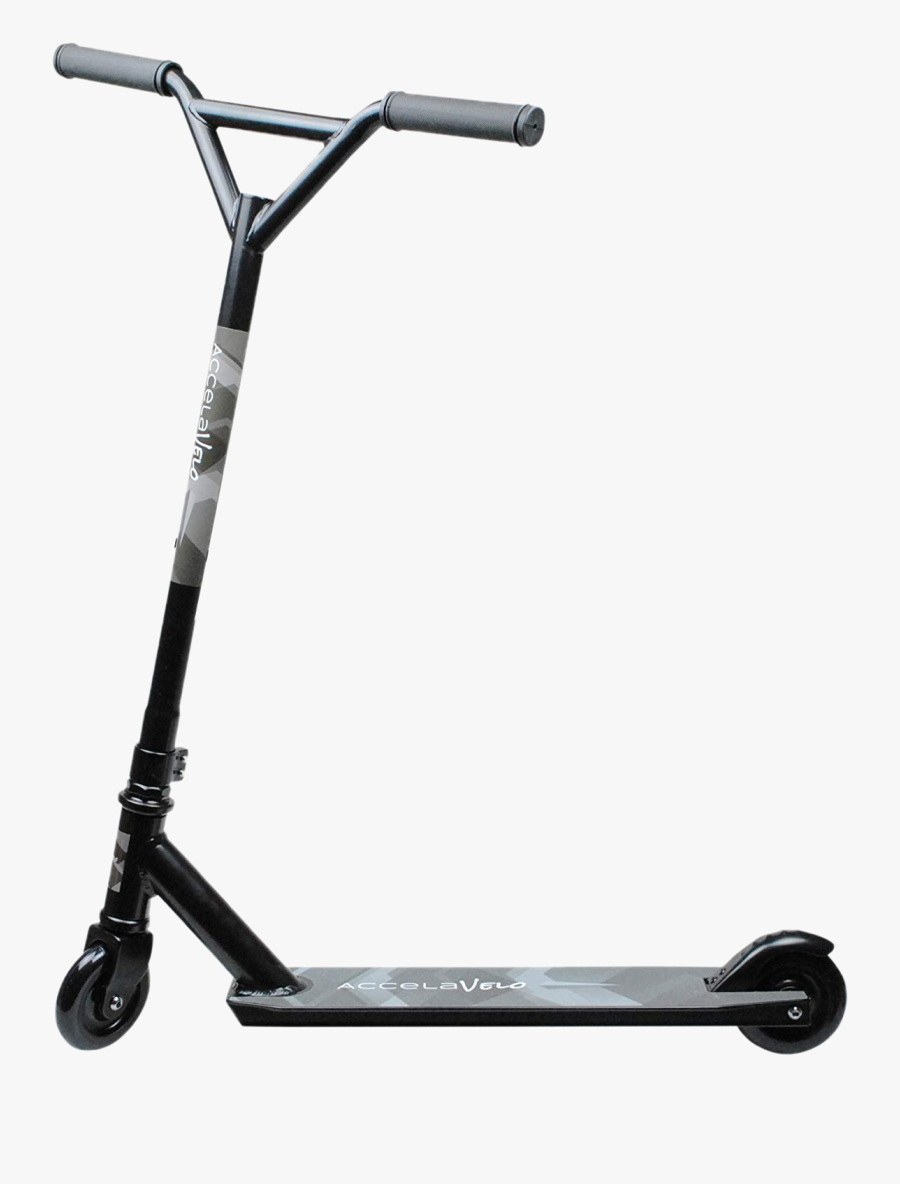 Accelavelo Stealth Black Stunt Scooter, Transparent Clipart