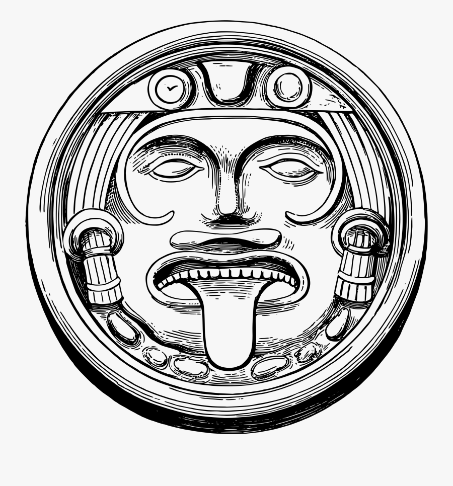 Clipart - Aztec Sun God Drawing, Transparent Clipart