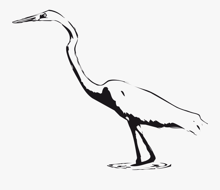 Clipart - Crane Black And White Clipart, Transparent Clipart