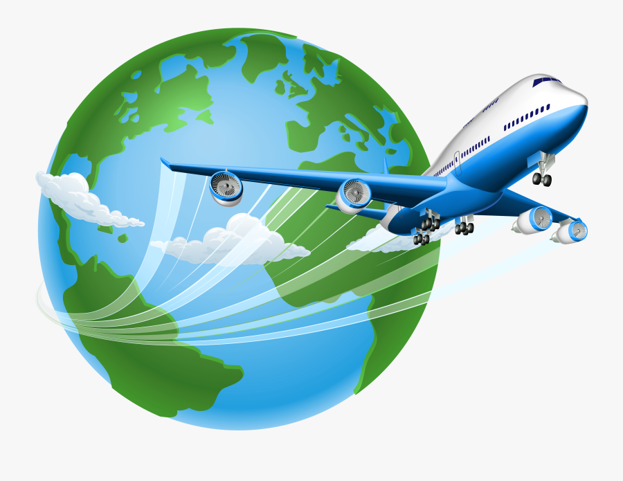 Collection Of Travel - Globe With Airplane, Transparent Clipart