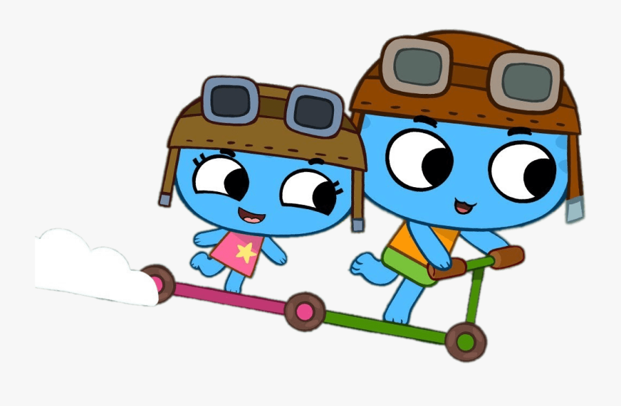Kit"n"kate On Their Scooter - Cartoon, Transparent Clipart