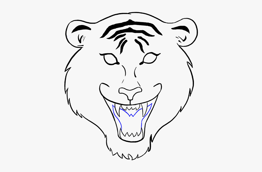 How To Draw Tiger Face - Tiger Face Drawing Easy Step By Step, Transparent Clipart