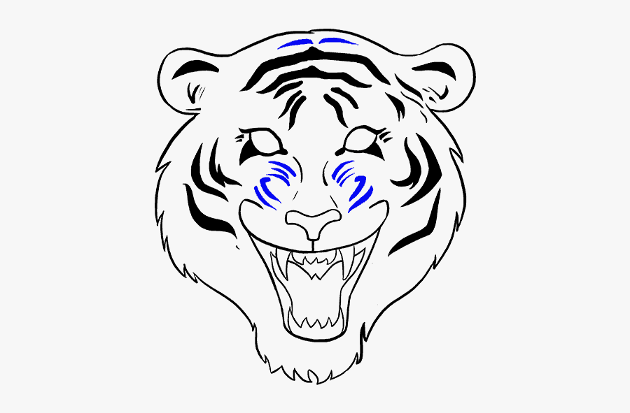 How To Draw Tiger Face - Tiger Face Drawing Easy, Transparent Clipart
