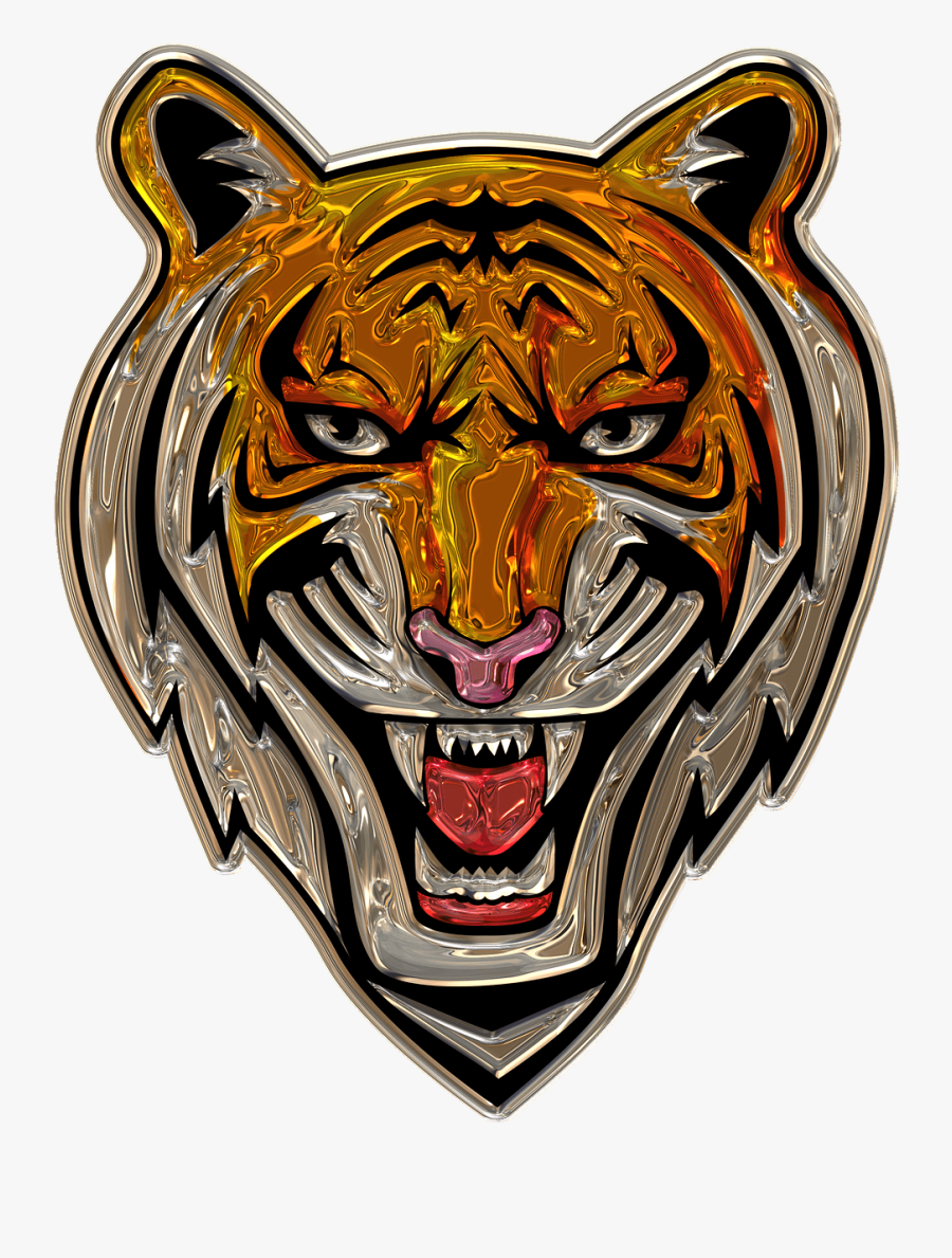 Tiger Head Plastic Art - Easy Drawings Tigers, Transparent Clipart