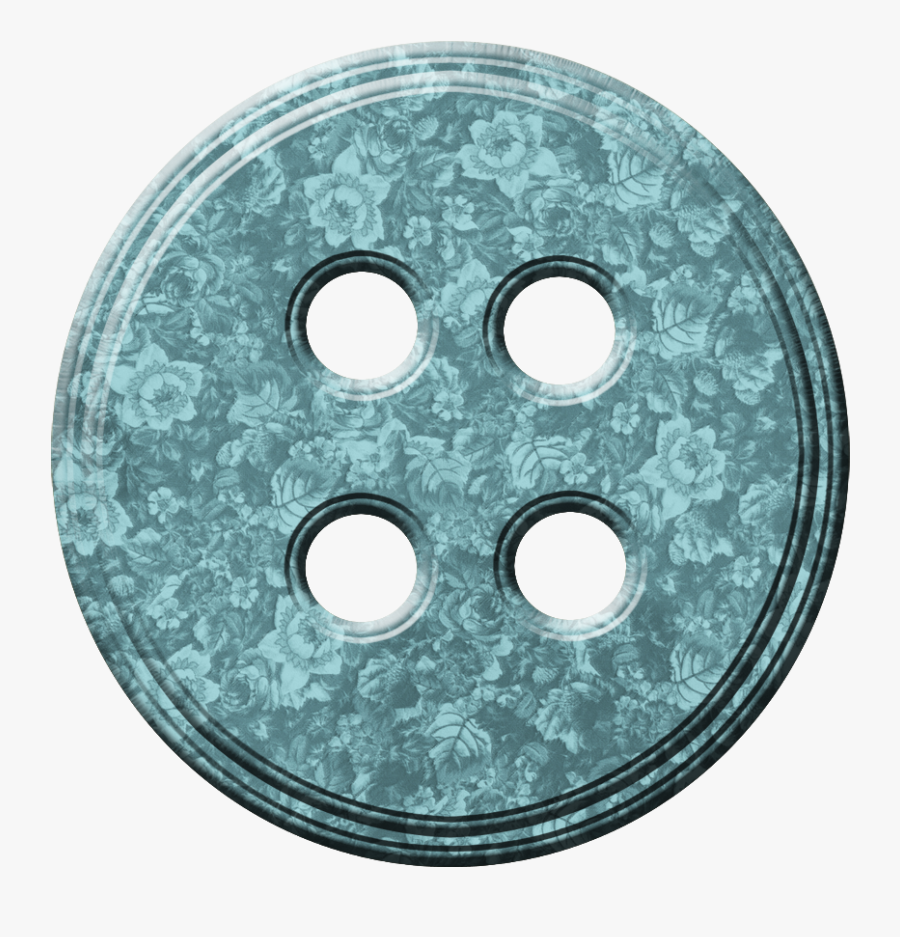 Blue Floral Button Clip - Button Scrapbook Png, Transparent Clipart