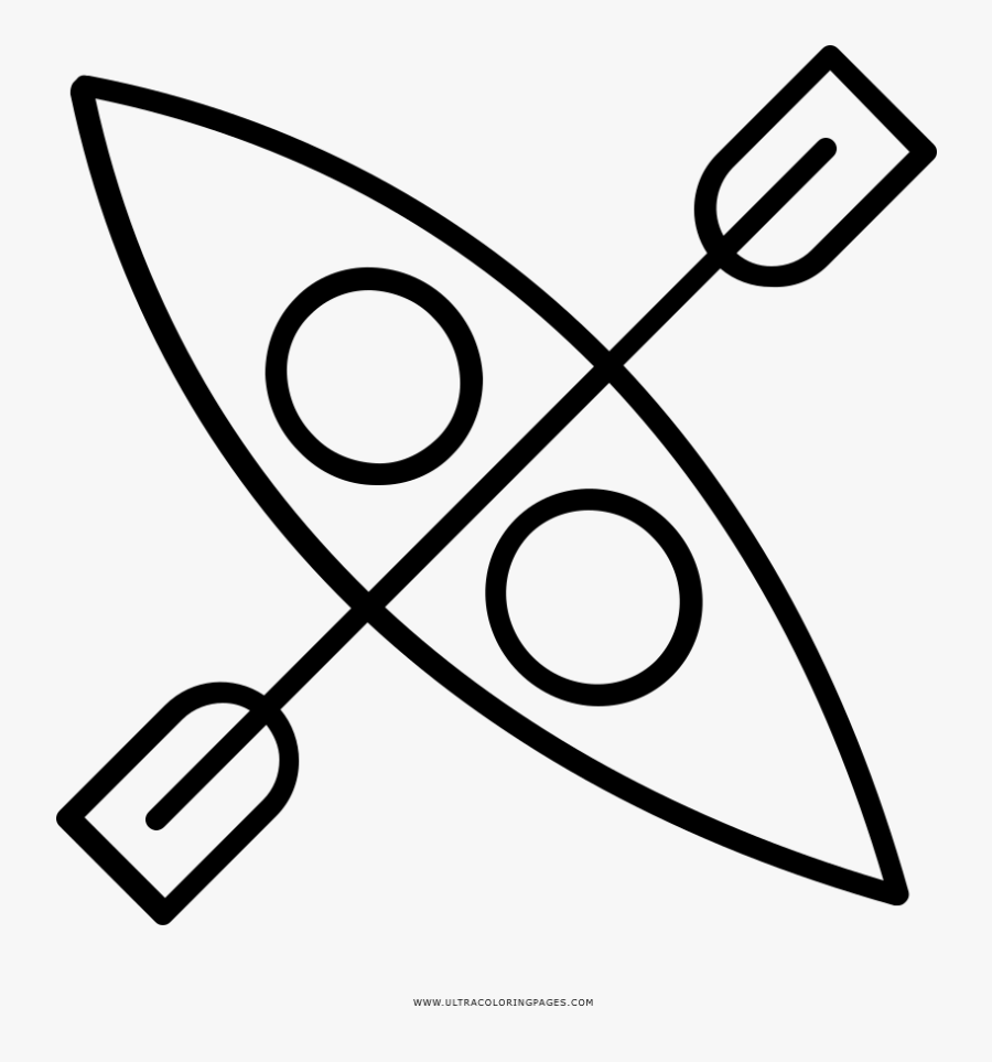 Kayak Coloring Page - Line Art, Transparent Clipart