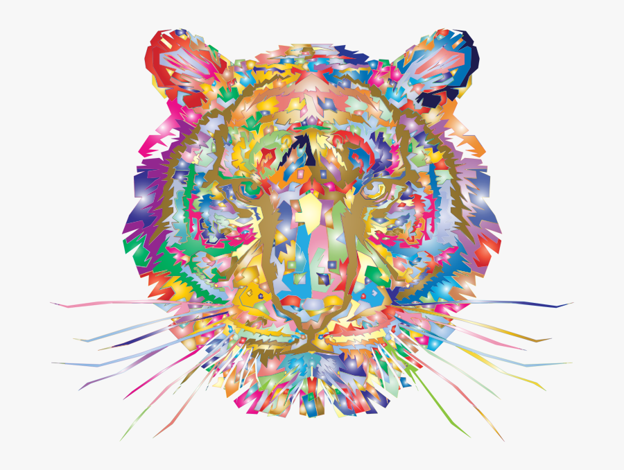 Geometric Tiger Head Surreal - Illustration, Transparent Clipart