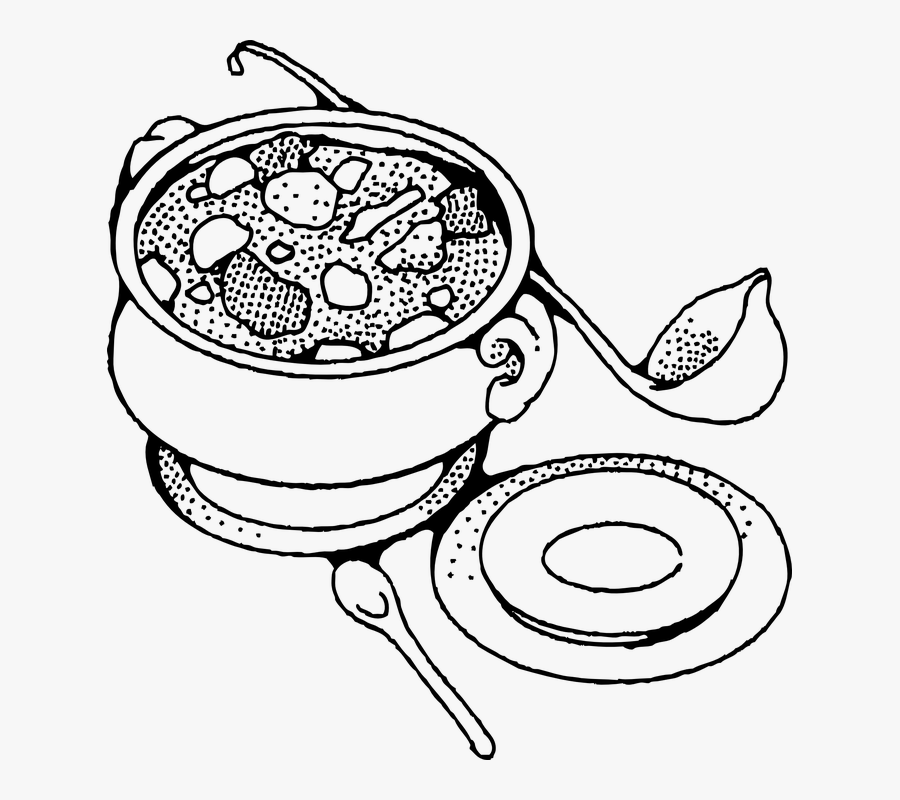 Soup, Food, Tureen, Cuisine, Dish, Bowl, Hot - Chicken Biryani Clipart Black And White, Transparent Clipart