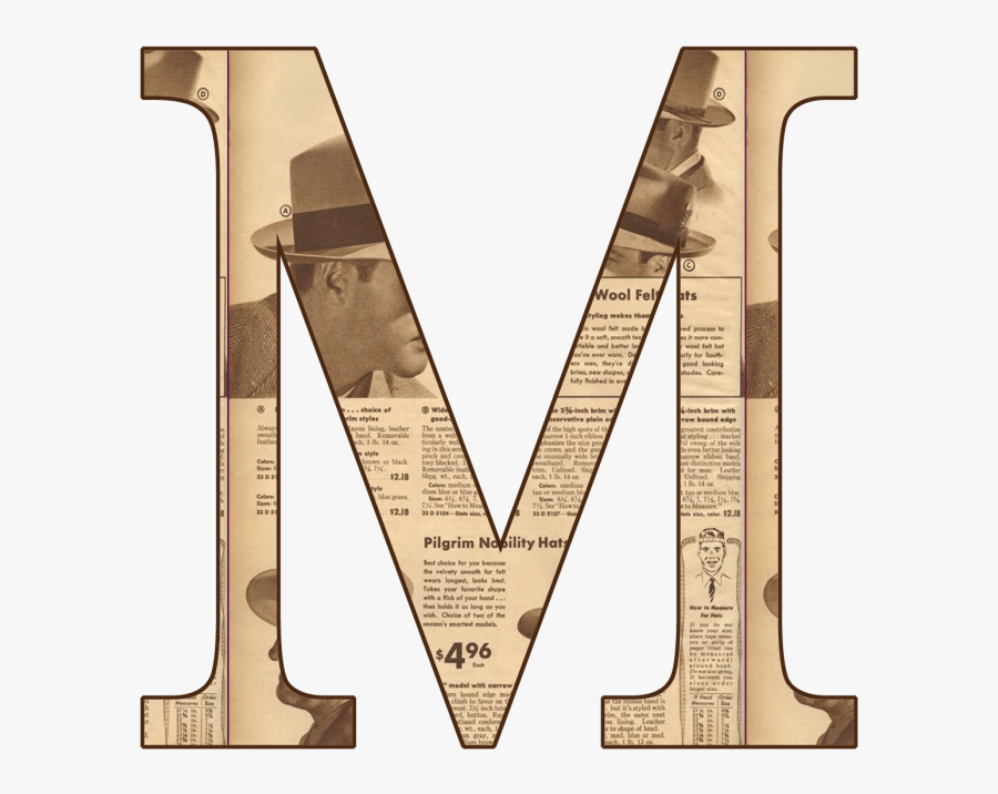 Scrapbook Alphabet Png - M En Periodico, Transparent Clipart