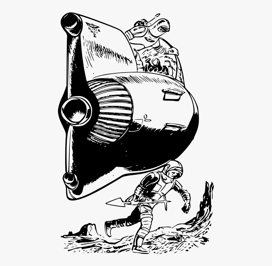 Danger In Deep Space 02 - Science Fiction Black And White, Transparent Clipart