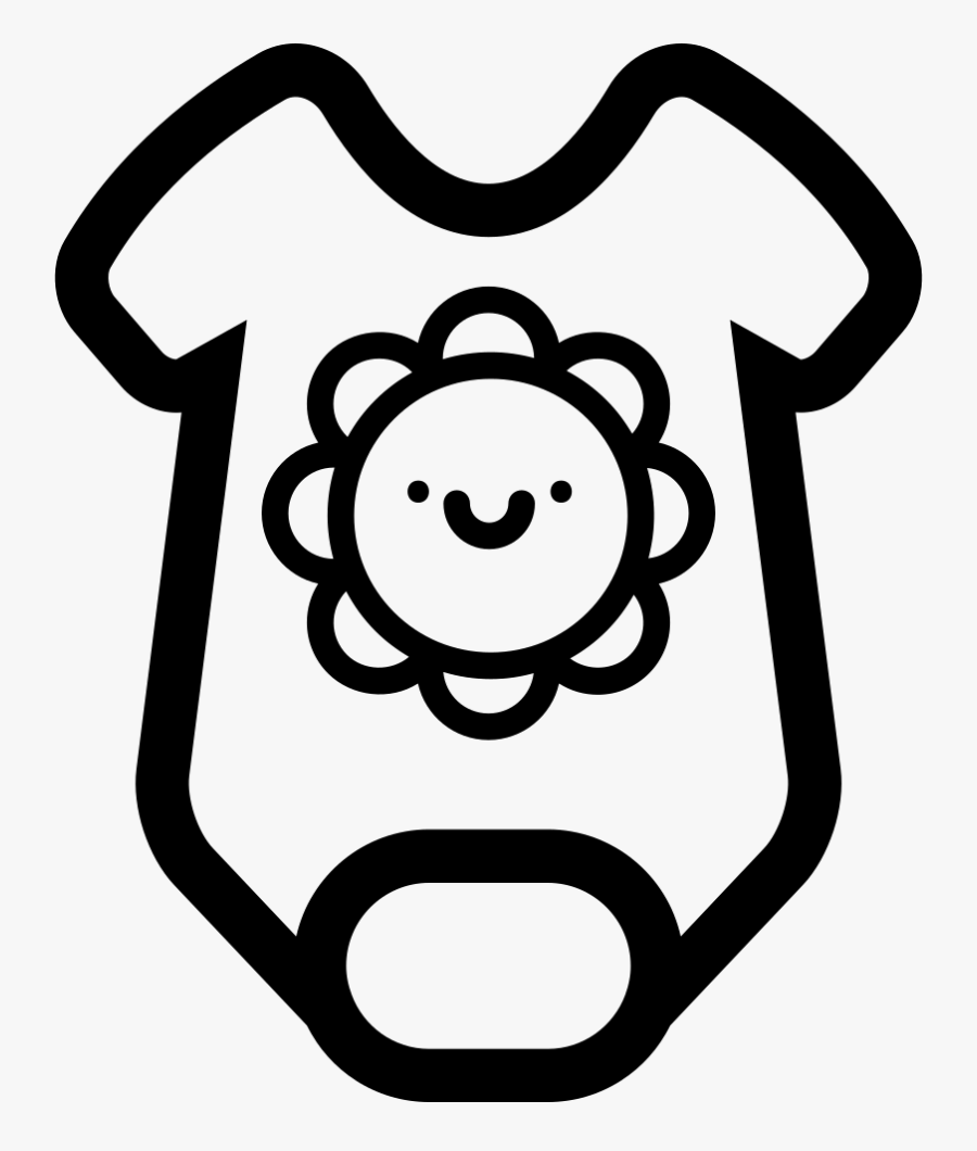 Baby Onesie Outline With Smiling Sun Svg Png Icon Free - Smiley Flower Black And White, Transparent Clipart