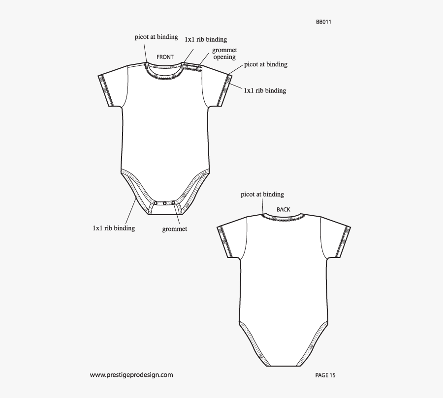 Pajamas Clipart Baby Romper - Onesie Front And Back Template , Free ...