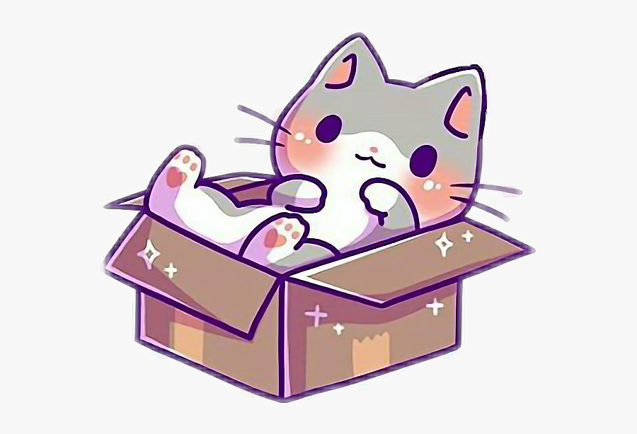 #kawaii #cute #kitty #cat #kittens #box #kittyinabox - Cat In Box Drawing, Transparent Clipart