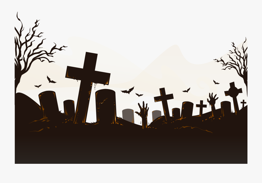 Halloween Horror Bats Decorate Graves Png Download - Cemetery Png, Transparent Clipart