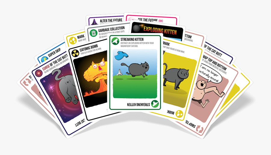Streaking Kittens Cards - Exploding Kitten Expansion Pack Cards, Transparent Clipart