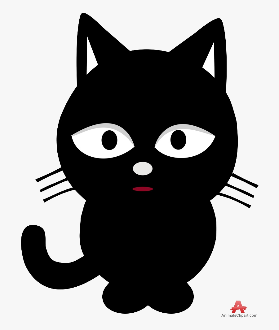 Black Cat Cute Clipart Free Design Transparent Png - Cute Black Cat Clipart, Transparent Clipart