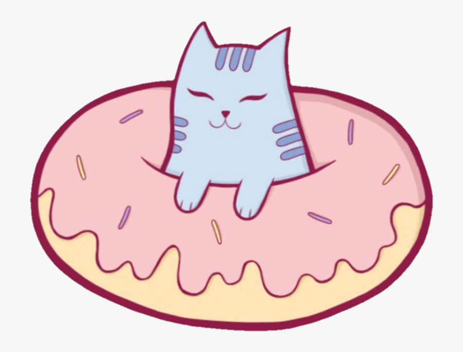 Neko Donut Yum Cute Sweet Kittylove Kitty Food Kitten - Kawaii Kitten In A Donut Png, Transparent Clipart