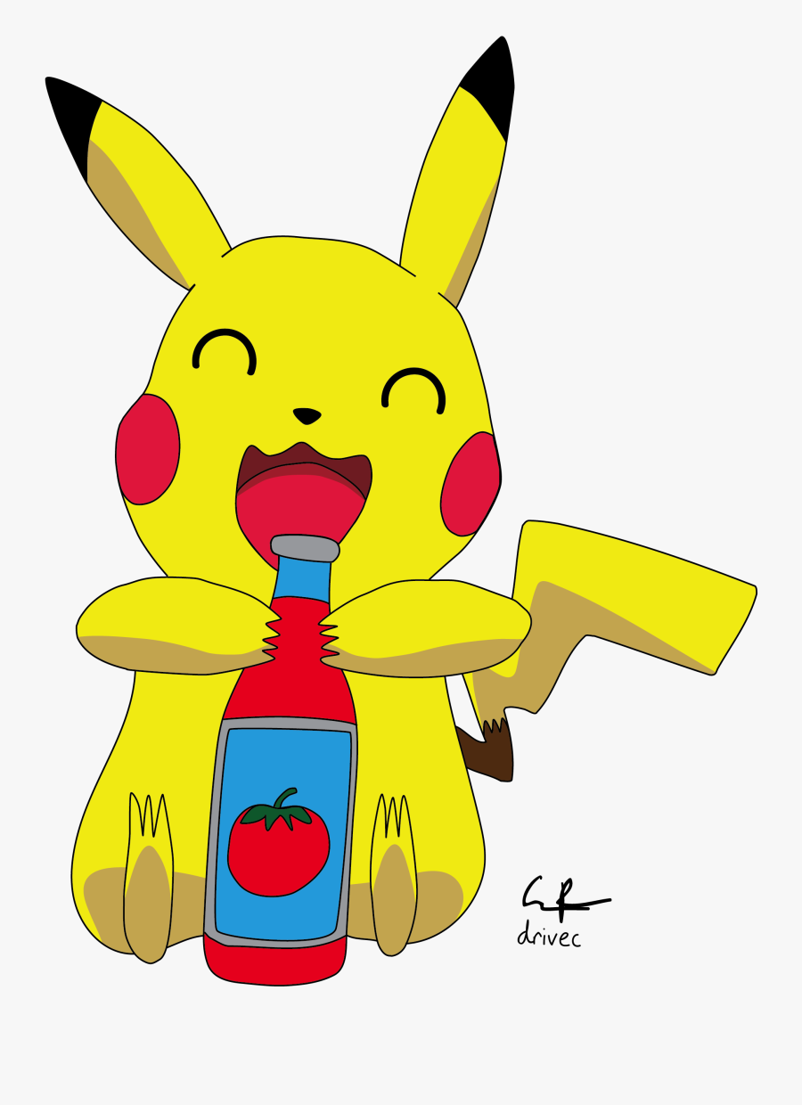 Pikachu And The Ketchup Bottle - Happy Ketchup Bottle Cartoon, Transparent Clipart