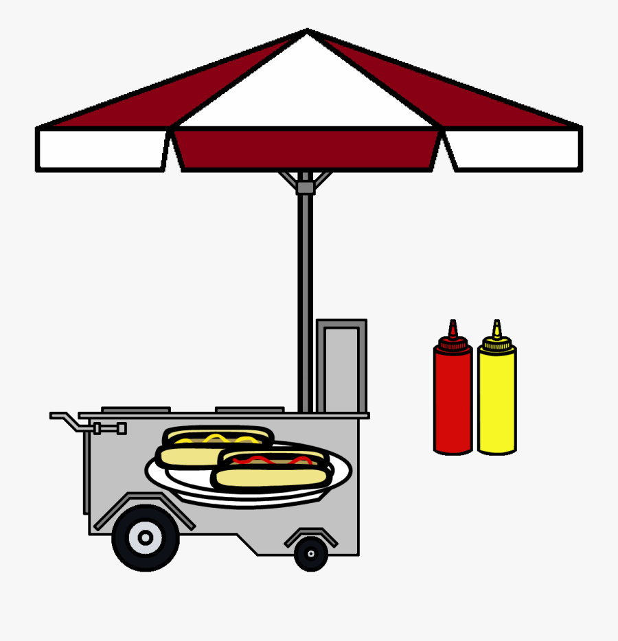 Hotdog Cart,ketchup And Mustard By - Hot Dog Stand Clipart, Transparent Clipart