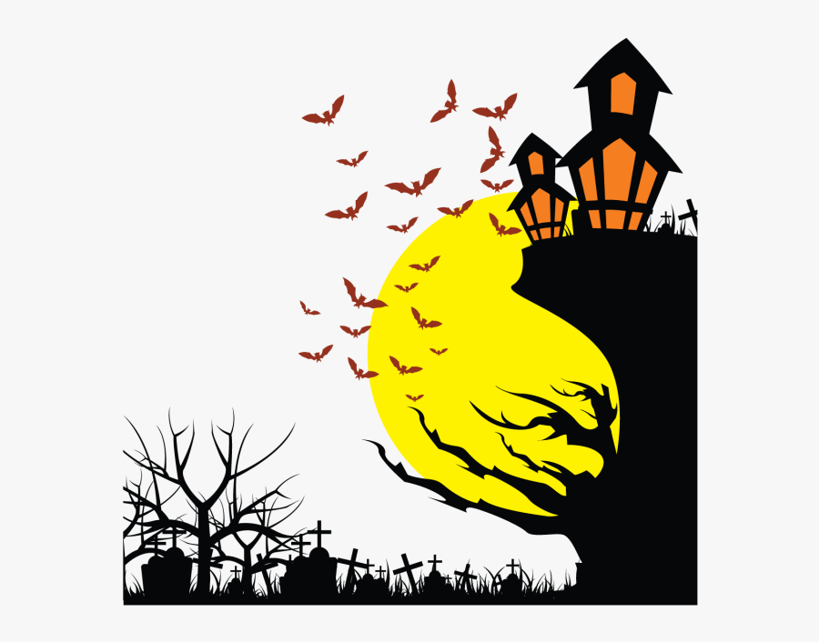 Banner Graveyard Vector Halloween Design - Halloween Vector Png, Transparent Clipart