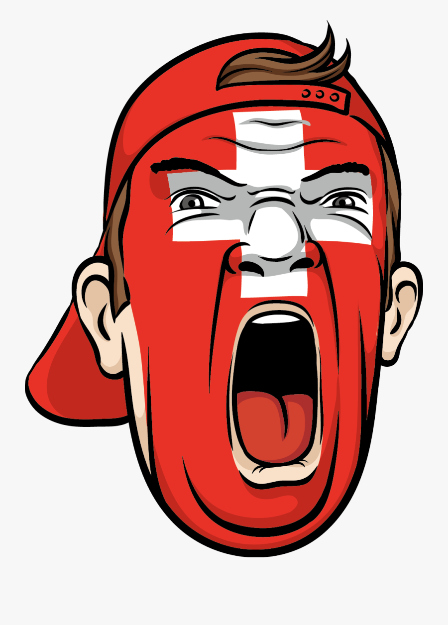 Yelling Swiss Face Png Image - Football Fan Face Png, Transparent Clipart